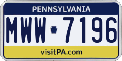 PA license plate MWW7196