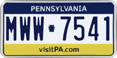 PA license plate MWW7541