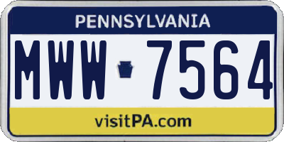 PA license plate MWW7564