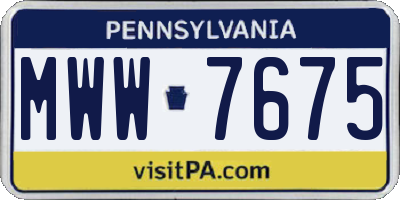 PA license plate MWW7675