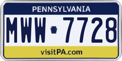 PA license plate MWW7728