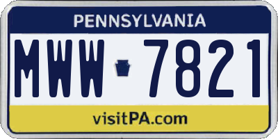 PA license plate MWW7821