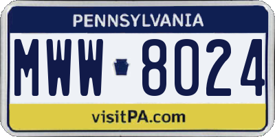 PA license plate MWW8024