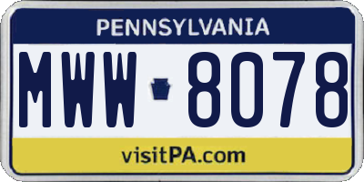 PA license plate MWW8078