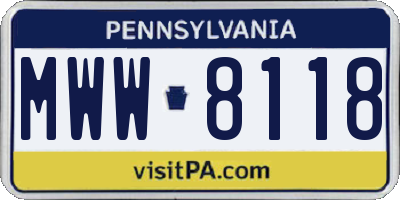PA license plate MWW8118