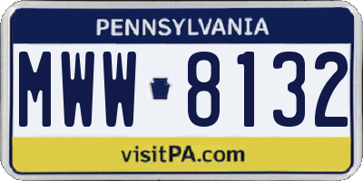 PA license plate MWW8132