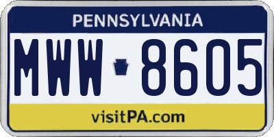 PA license plate MWW8605