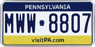 PA license plate MWW8807