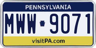 PA license plate MWW9071