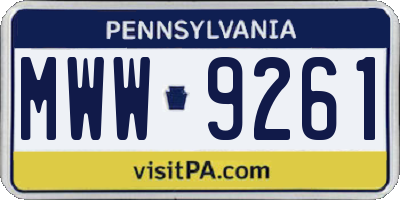 PA license plate MWW9261