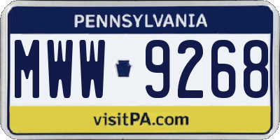 PA license plate MWW9268
