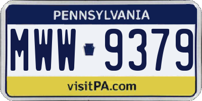 PA license plate MWW9379