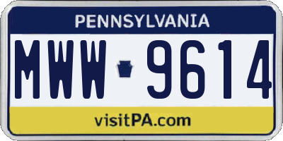 PA license plate MWW9614