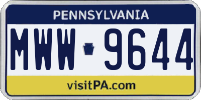 PA license plate MWW9644