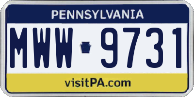 PA license plate MWW9731