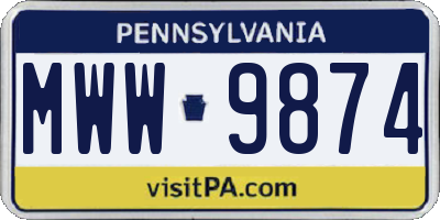 PA license plate MWW9874