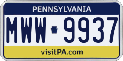 PA license plate MWW9937