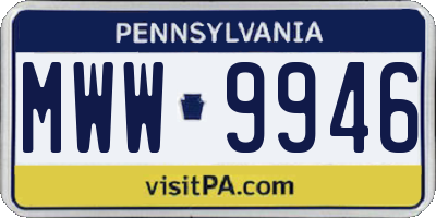PA license plate MWW9946