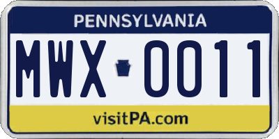 PA license plate MWX0011