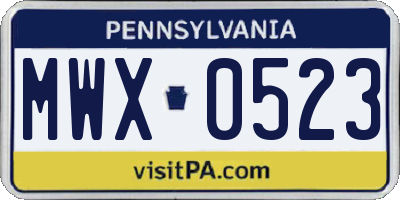 PA license plate MWX0523