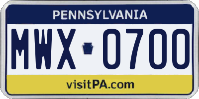 PA license plate MWX0700