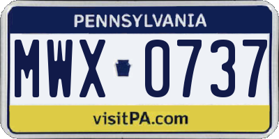 PA license plate MWX0737