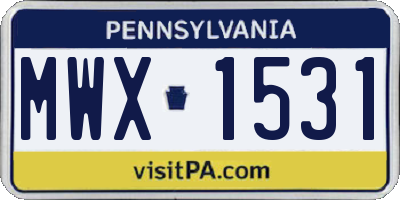 PA license plate MWX1531
