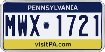 PA license plate MWX1721