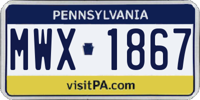PA license plate MWX1867