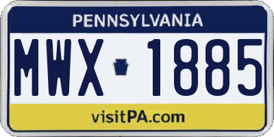 PA license plate MWX1885