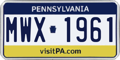 PA license plate MWX1961