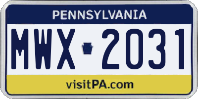 PA license plate MWX2031