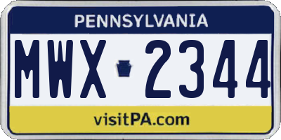 PA license plate MWX2344
