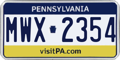 PA license plate MWX2354