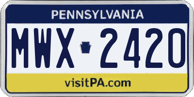 PA license plate MWX2420