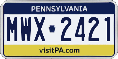 PA license plate MWX2421