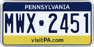 PA license plate MWX2451