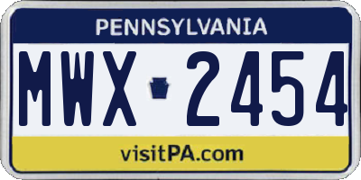 PA license plate MWX2454