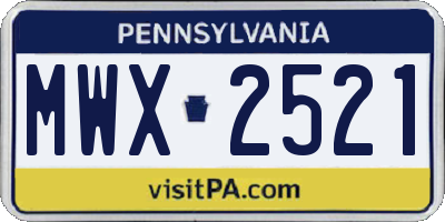 PA license plate MWX2521