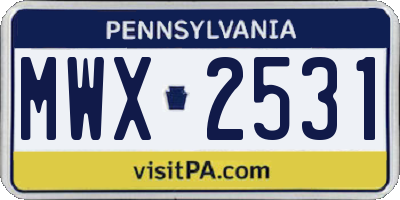 PA license plate MWX2531