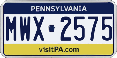 PA license plate MWX2575