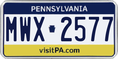 PA license plate MWX2577