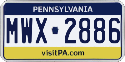 PA license plate MWX2886
