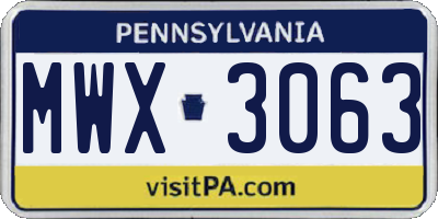PA license plate MWX3063