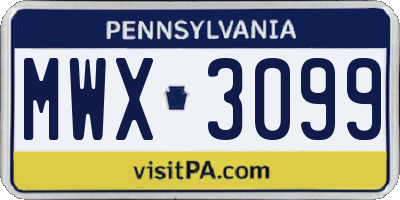 PA license plate MWX3099