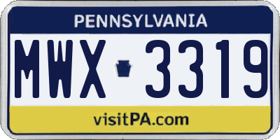 PA license plate MWX3319