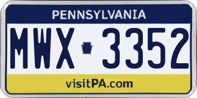 PA license plate MWX3352