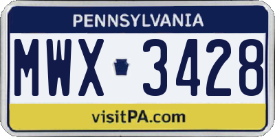 PA license plate MWX3428