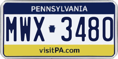 PA license plate MWX3480