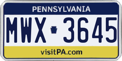 PA license plate MWX3645